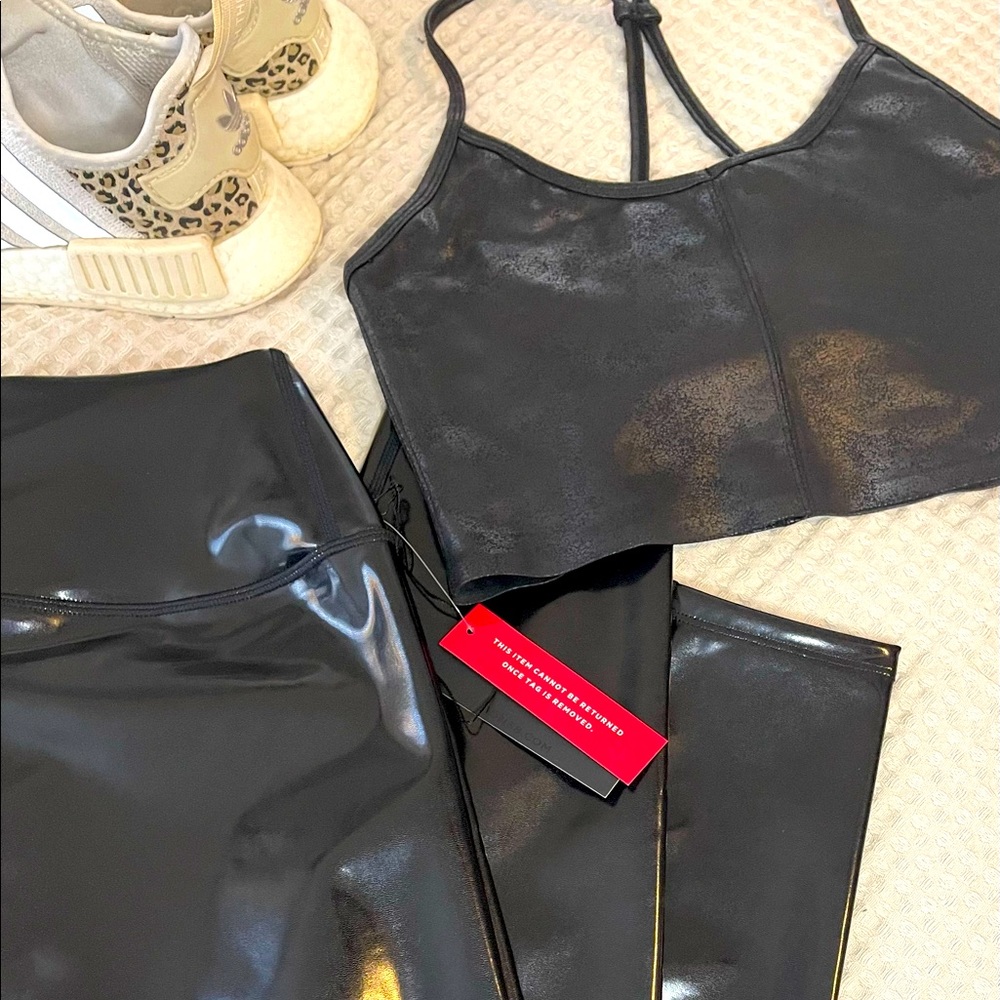 Carbon 38 High Waist Patent Black Leggings 7/8 Size XS